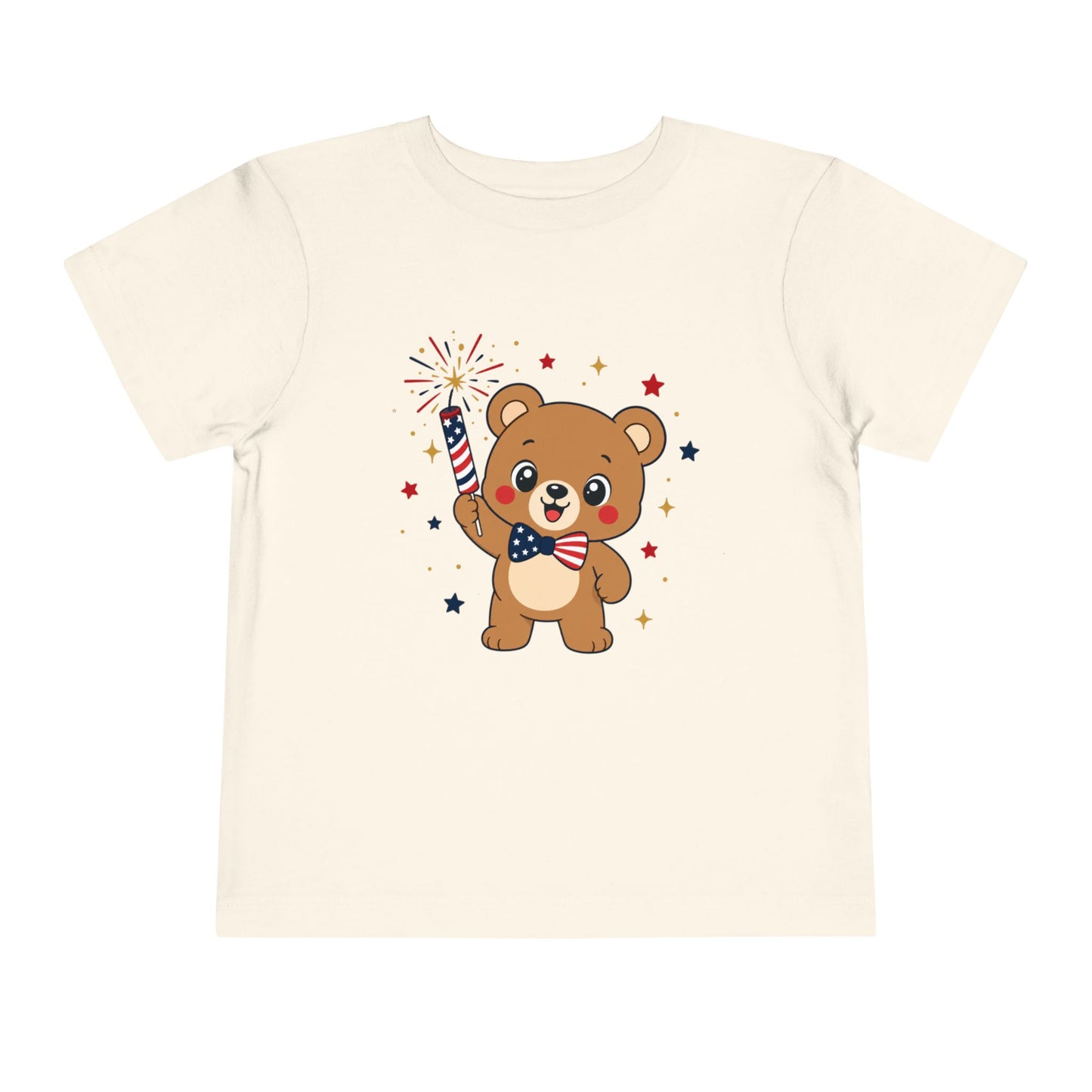 Patriotic Bear Toddler Tee — 4th of July Firework Shirt