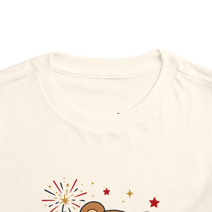 Patriotic Bear Toddler Tee — 4th of July Firework Shirt