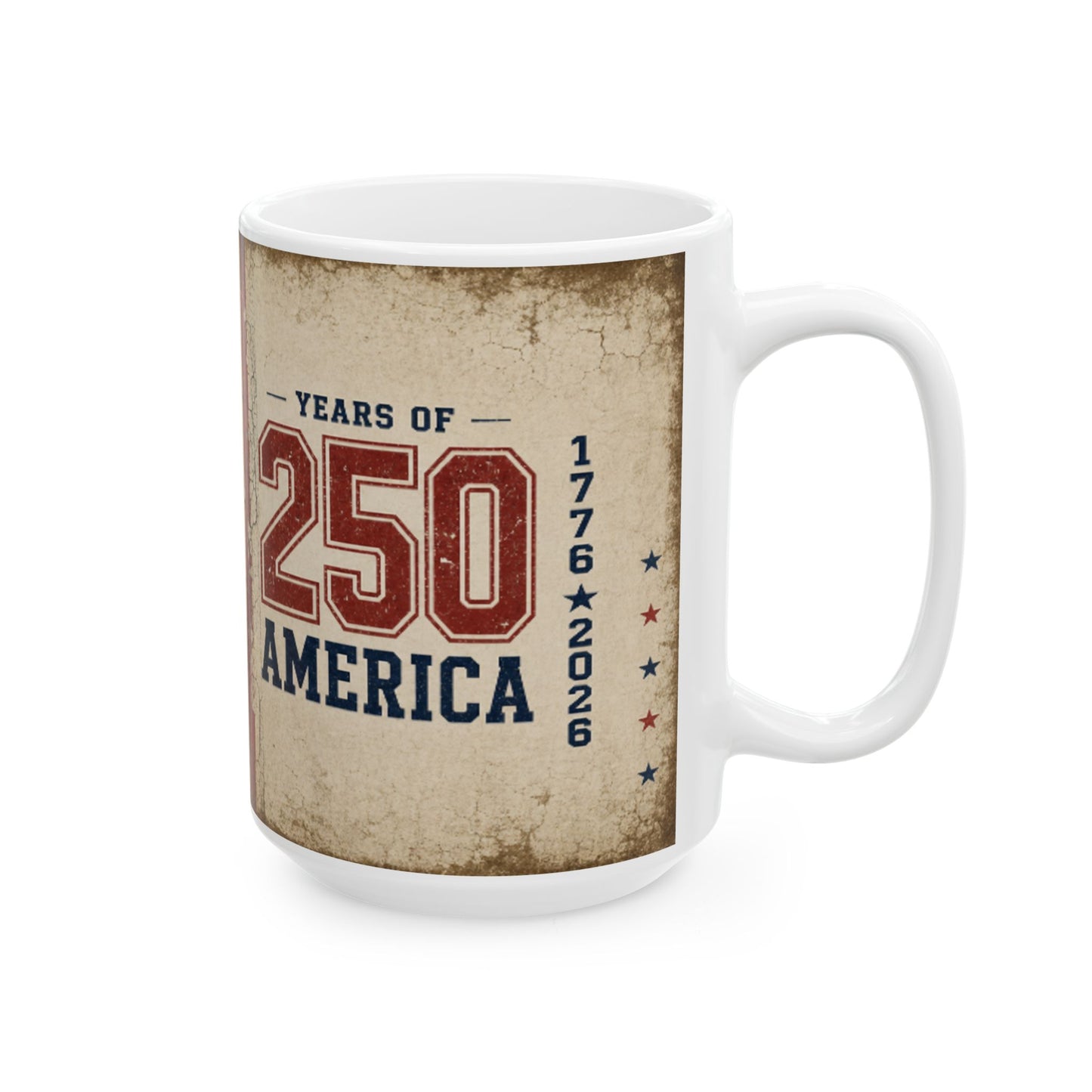 Vintage Statue of Liberty & Flag “250 Years” Patriotic Coffee Cup