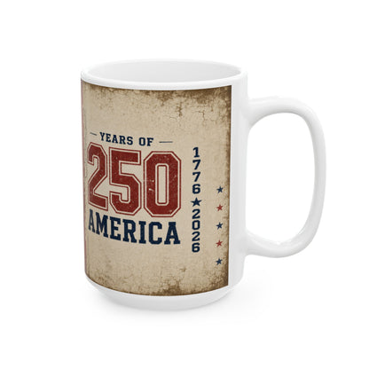 Vintage Statue of Liberty & Flag “250 Years” Patriotic Coffee Cup
