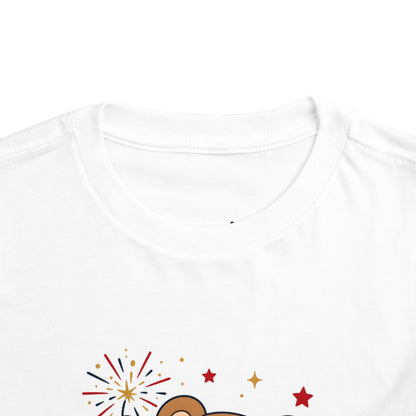 Patriotic Bear Toddler Tee — 4th of July Firework Shirt