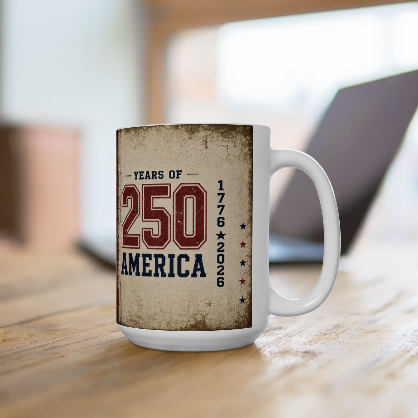 Vintage Statue of Liberty & Flag “250 Years” Patriotic Coffee Cup
