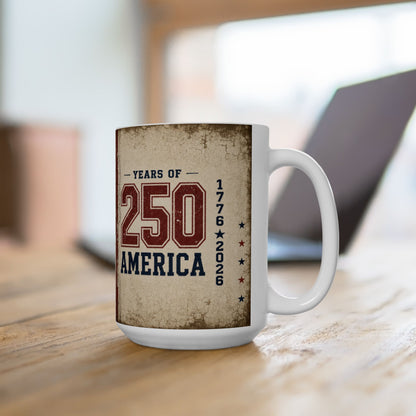 Vintage Statue of Liberty & Flag “250 Years” Patriotic Coffee Cup